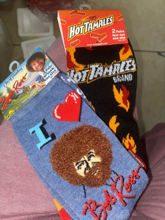 Bob Ross Other - Bob Ross Men's Novelty Socks - Blue & Black, 2-Pack